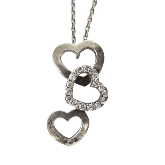 ヴァンドーム青山 シルバー925 3連ハート ネックレス シルバー系【中古】