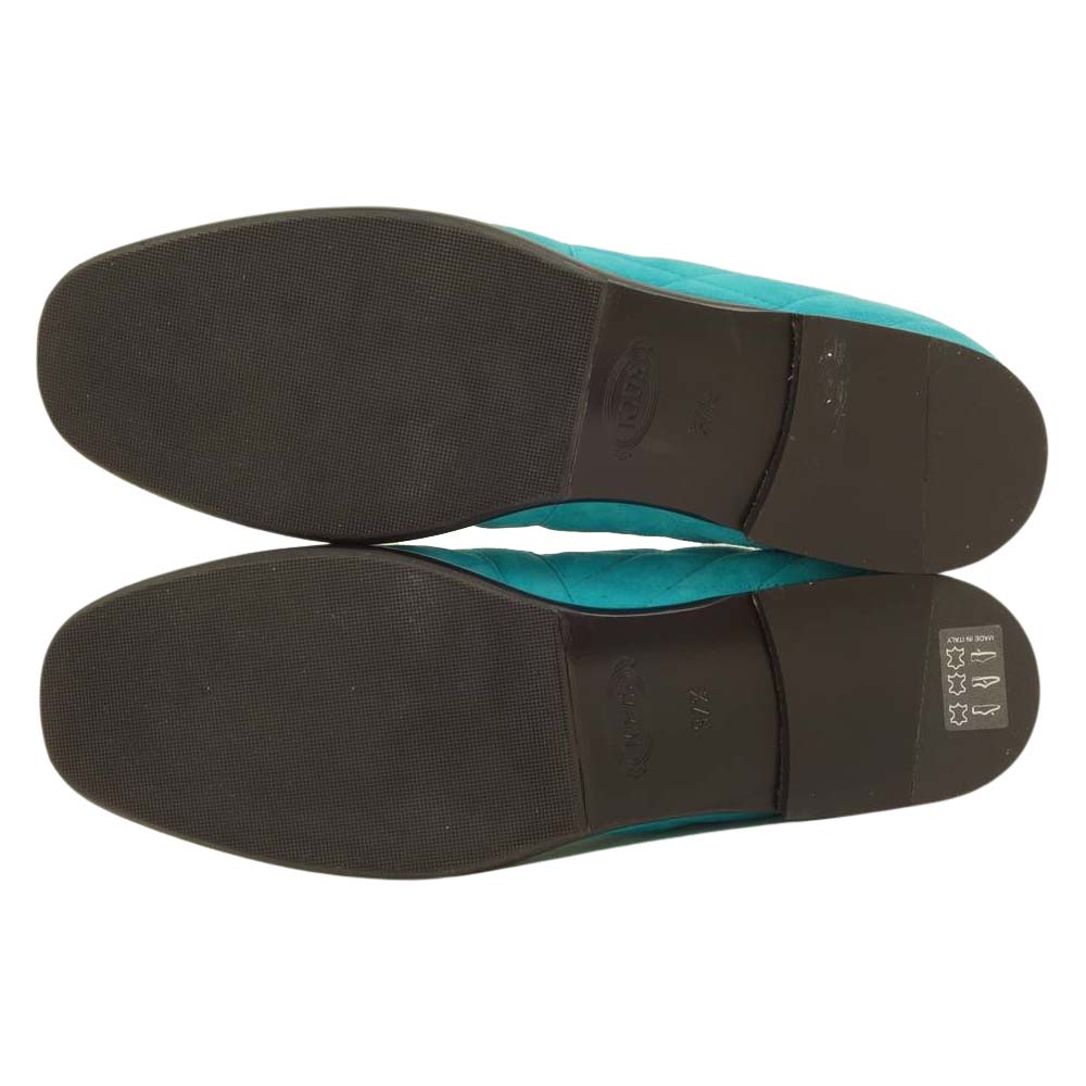TOD’S トッズ ダブルT スエード キルティング ローファー シューズ ライトブルー系 37 1/2【美品】【中古】