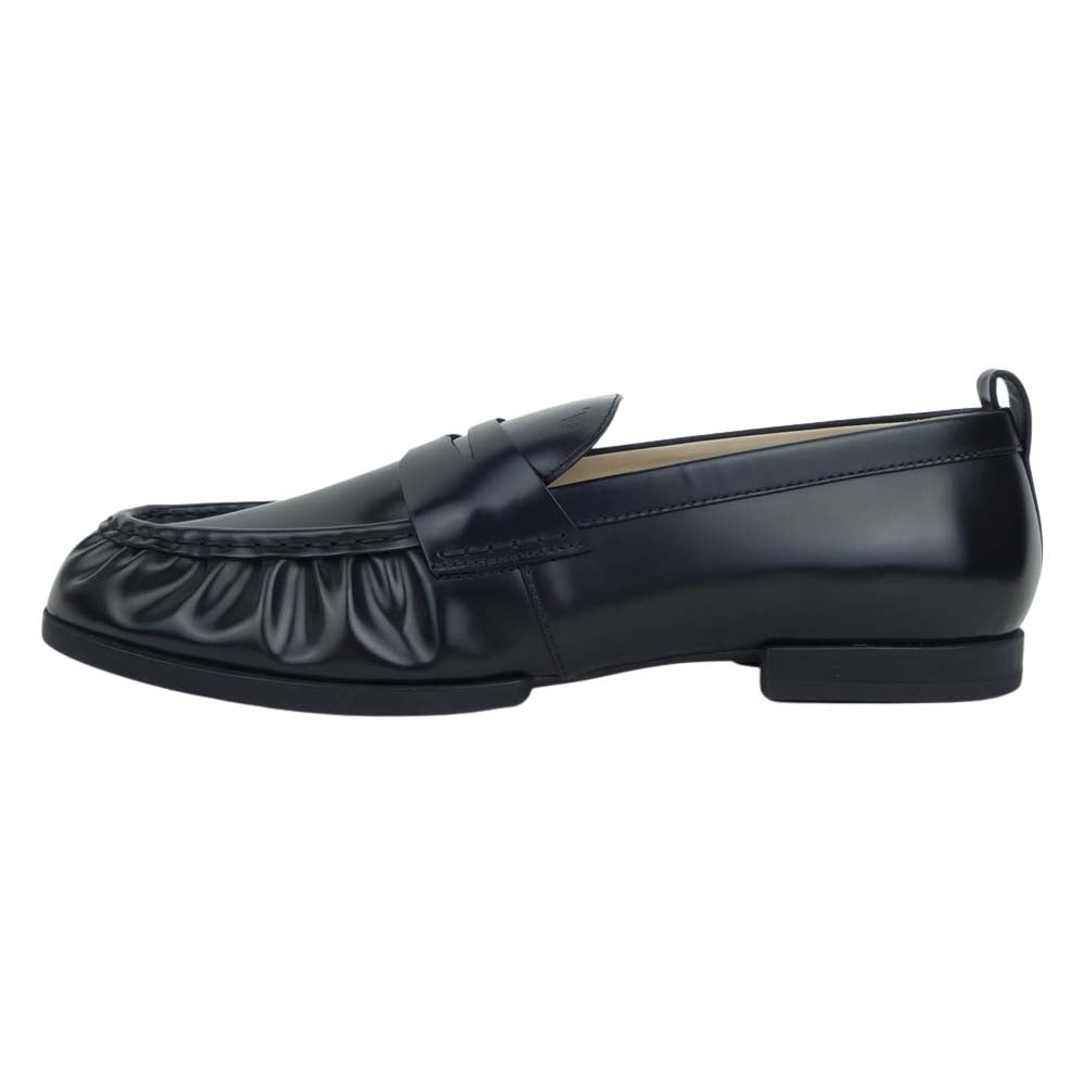 TOD’S トッズ XXW02E0EC60OG9B999 GOMMA DES 02E MOCASSINO レザー モカシン ローファー シューズ ブラック系 40 1/2【新古品】【未使用】【中古】