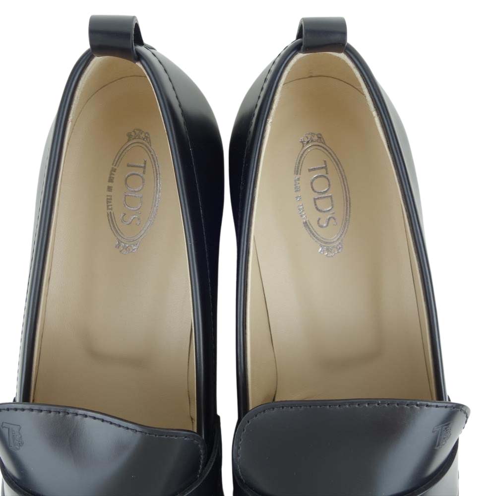 TOD’S トッズ XXW02E0EC60OG9B999 GOMMA DES 02E MOCASSINO レザー モカシン ローファー シューズ ブラック系 40 1/2【新古品】【未使用】【中古】