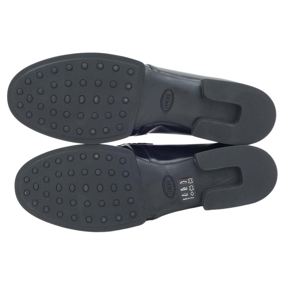 TOD’S トッズ XXW02E0EC60OG9B999 GOMMA DES 02E MOCASSINO レザー モカシン ローファー シューズ ブラック系 40 1/2【新古品】【未使用】【中古】