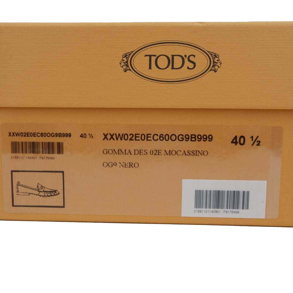 TOD’S トッズ XXW02E0EC60OG9B999 GOMMA DES 02E MOCASSINO レザー モカシン ローファー シューズ ブラック系 40 1/2【新古品】【未使用】【中古】