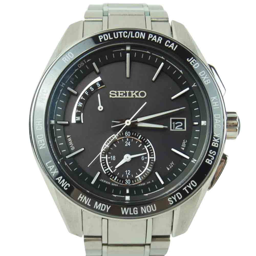 SEIKO セイコー 8B54-0BC0 SAGA167 ブライツ ワールドタイム ソーラー 腕時計 シルバー系 ブラック系【中古】