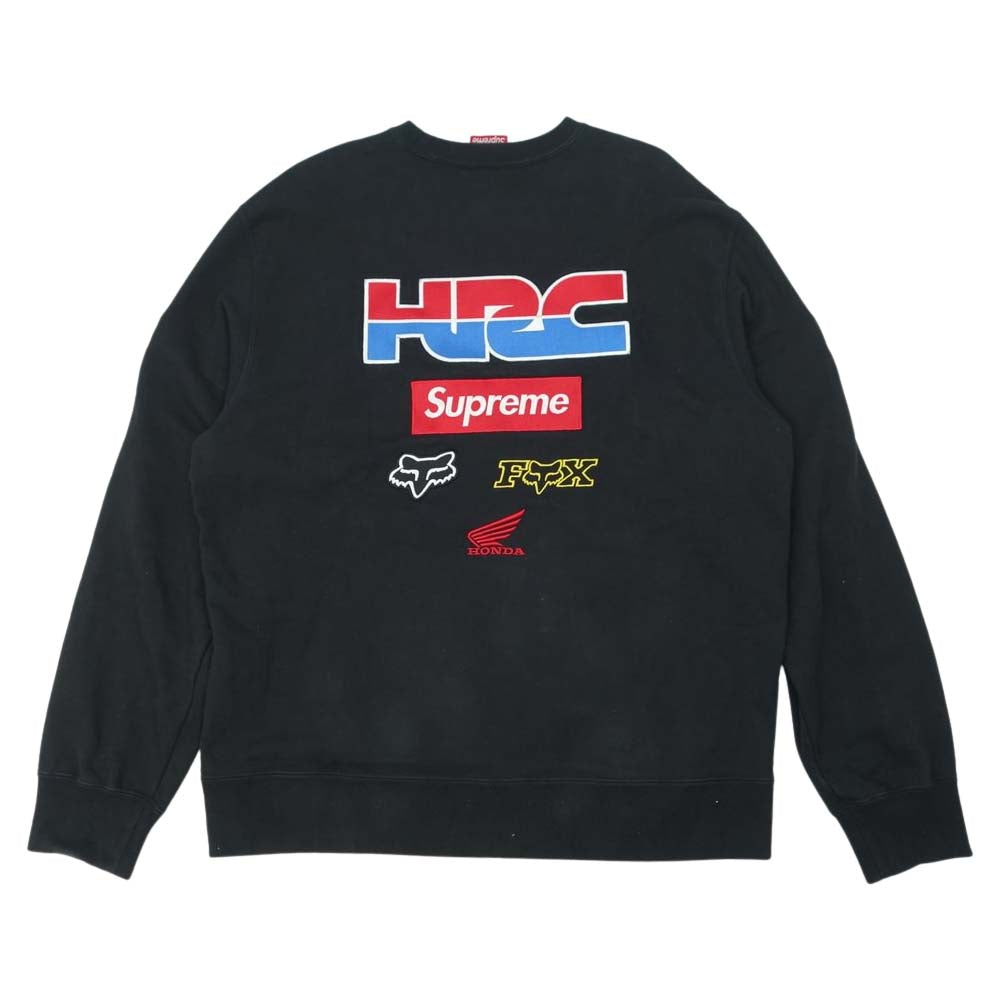 Supreme シュプリーム × Honda ホンダ × Fox Racing フォックスレーシング HRC Crewneck クルーネック スウェット ブラック系 XL【中古】