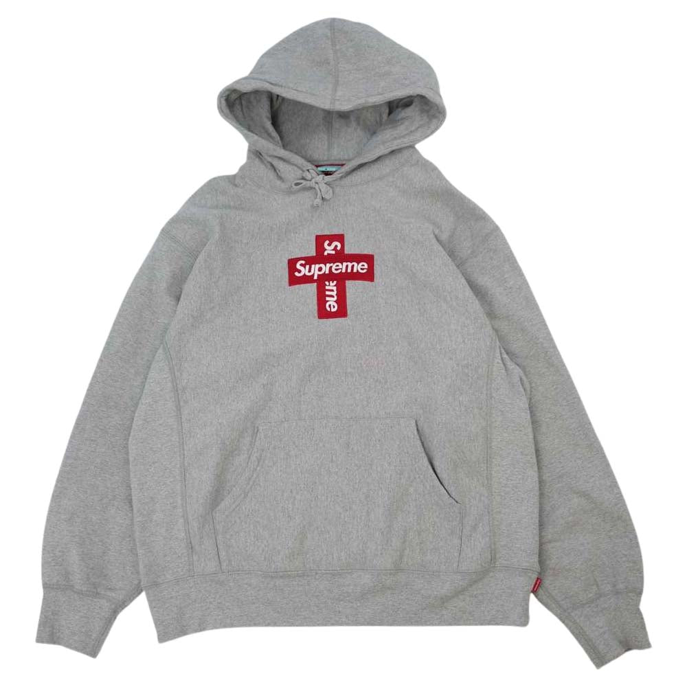 Supreme シュプリーム 20AW Cross Box Logo Hooded Sweatshirt クロス ボックス ロゴ スウェット プルオーバー パーカー グレー系 L【中古】