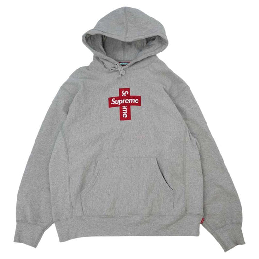 Supreme シュプリーム 20AW Cross Box Logo Hooded Sweatshirt クロス ボックス ロゴ スウェット プルオーバー パーカー グレー系 L【中古】