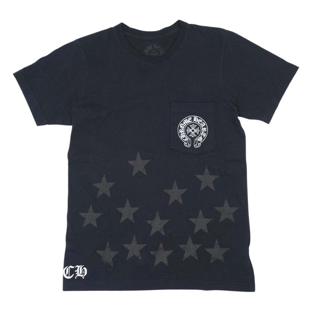CHROME HEARTS クロムハーツ（原本無） 国内正規品 USA製 スクロールラベル ホースシュー スター プリント ポケット Ｔシャツ ブラック系 S【中古】