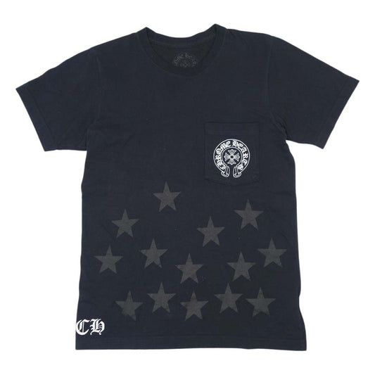 CHROME HEARTS クロムハーツ（原本無） 国内正規品 USA製 スクロールラベル ホースシュー スター プリント ポケット Ｔシャツ ブラック系 S【中古】