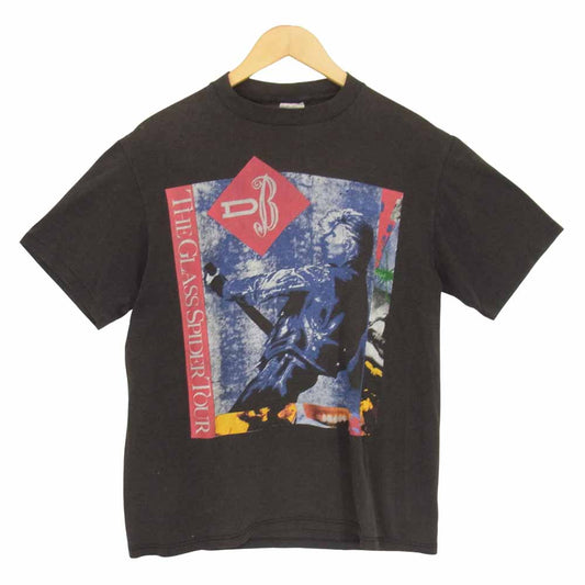 80s Spring Ford ボディ David Bowie THE GLASS SPIDER TOUR NORTH AMERICA 1987 シングルステッチ デヴィッドボウイ ツアー Tシャツ ブラック系 サイズ表記無【中古】