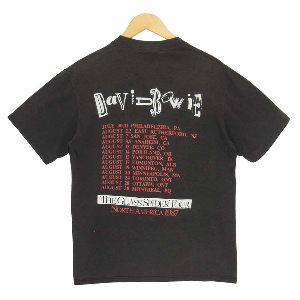 80s Spring Ford ボディ David Bowie THE GLASS SPIDER TOUR NORTH AMERICA 1987 シングルステッチ デヴィッドボウイ ツアー Tシャツ ブラック系 サイズ表記無【中古】