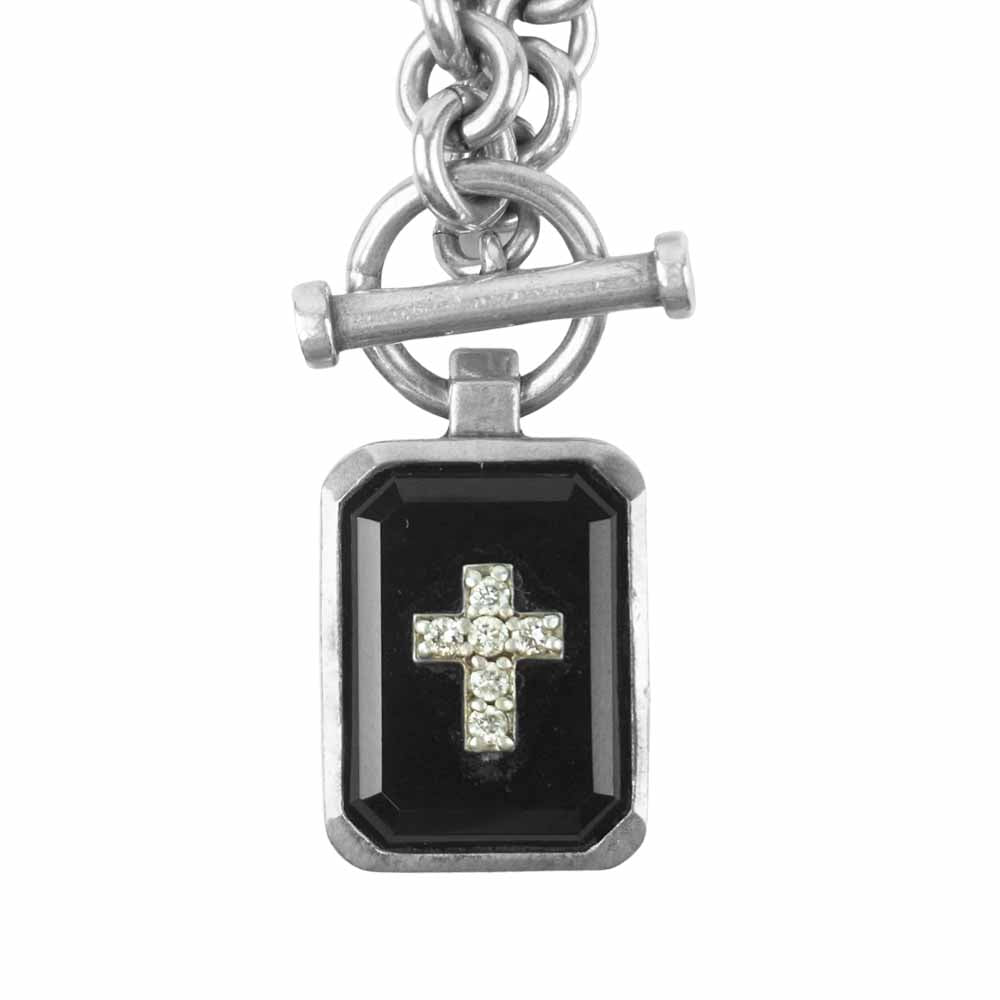 Justin Davis ジャスティンデイビス SNJ115 ONYX SQUARE STONE NECKLACE エミネム ネックレス シルバー系【中古】