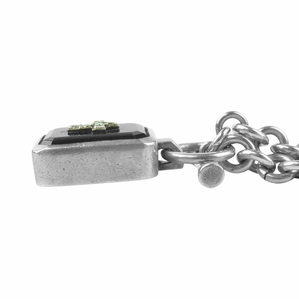 Justin Davis ジャスティンデイビス SNJ115 ONYX SQUARE STONE NECKLACE エミネム ネックレス シルバー系【中古】