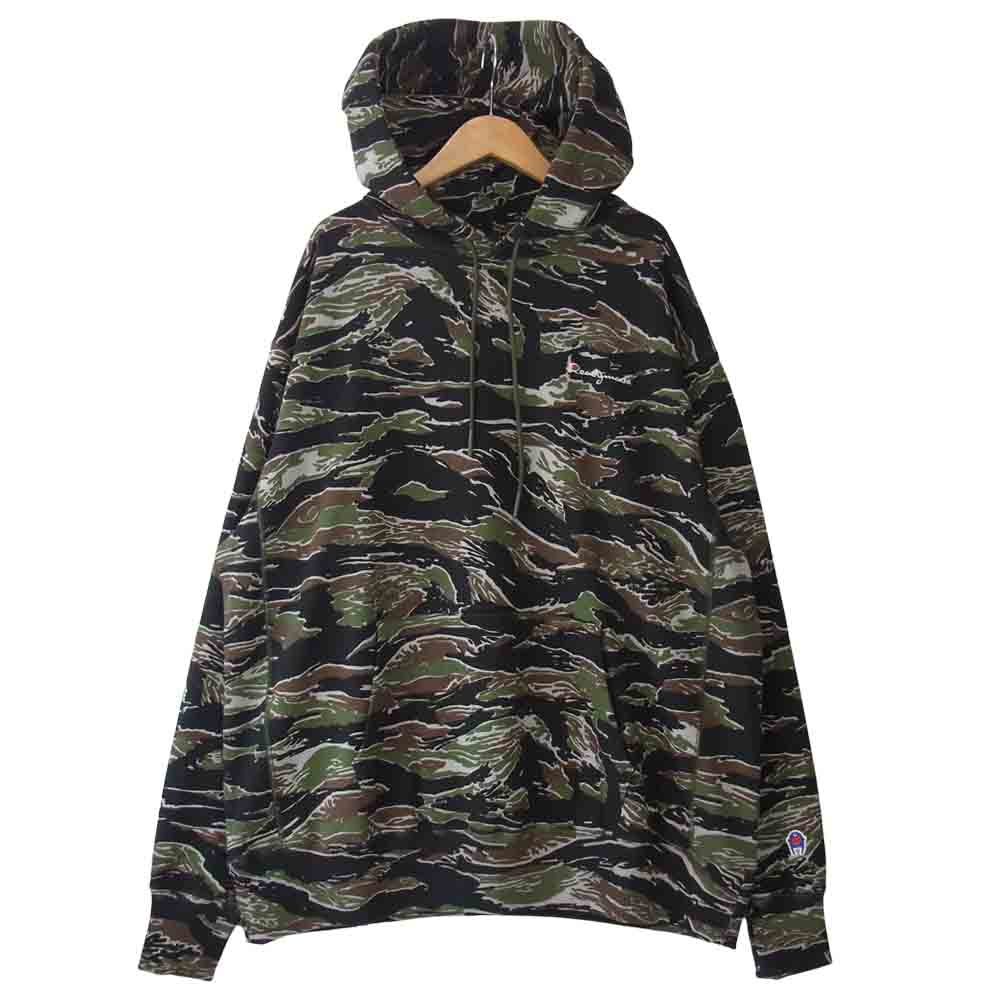 READY MADE レディメイド RE-CO-CM-00-00-196 HOODIE タイガーカモ チャンピオンオマージュロゴ フーディー マルチカラー系 L【極上美品】【中古】