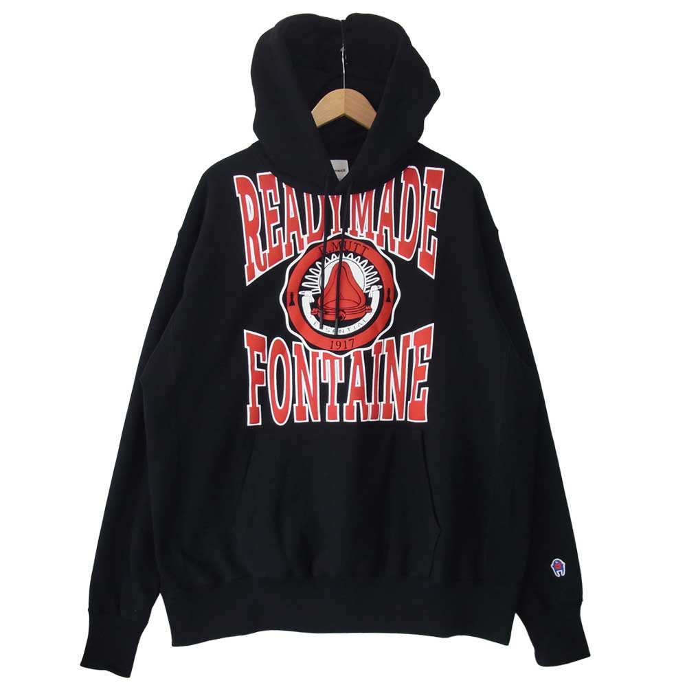 READY MADE レディメイド RE-CO-BK-00-00-195 HOODIE R.MUTT カレッジ 風 ロゴ フーディー ブラック系 L【極上美品】【中古】