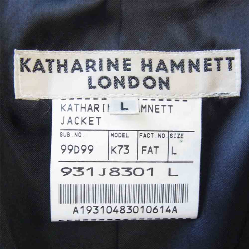KATHARINE HAMNETT キャサリン・ハムネット シープレザー 1B テーラード ジャケット ブラック系 L【中古】