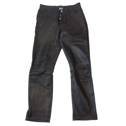 agnes b. アニエスベー homme オム フランス製 国内正規 ボタンフライ ラムレザー パンツ ブラック系 40【中古】