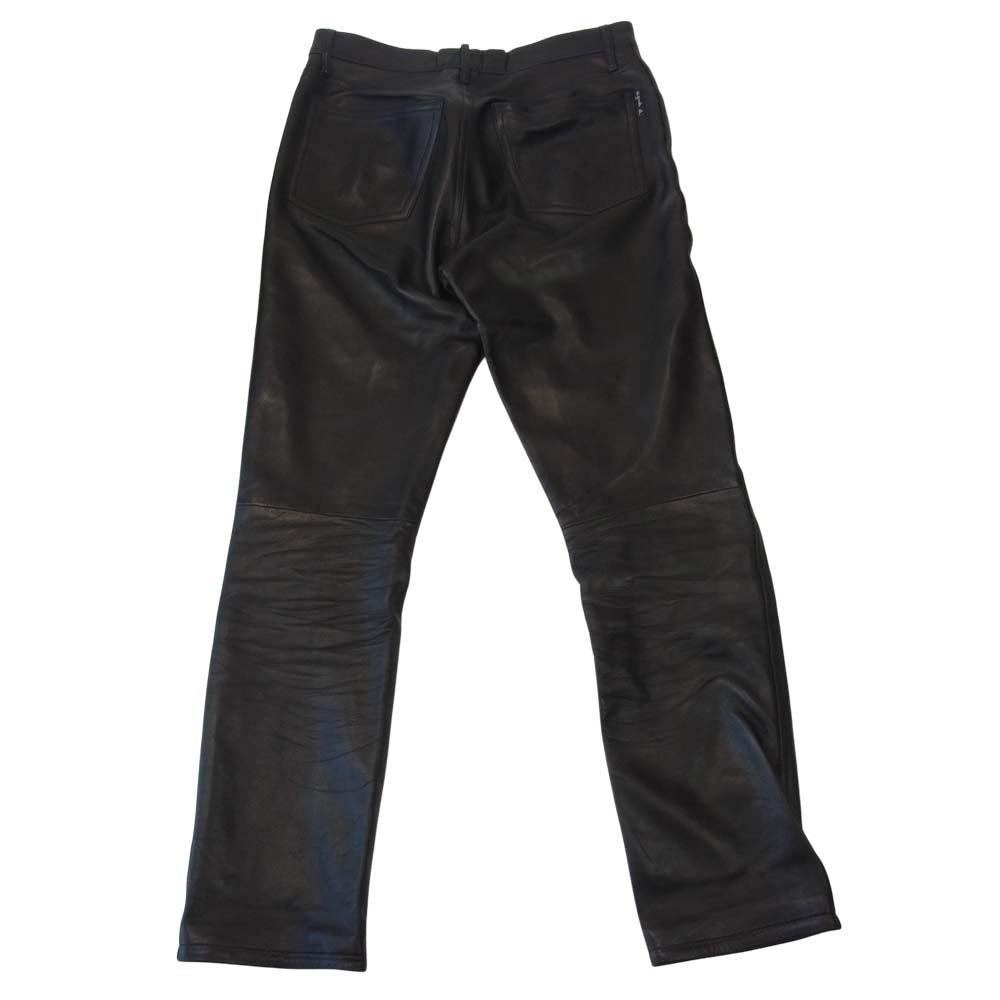 agnes b. アニエスベー homme オム フランス製 国内正規 ボタンフライ ラムレザー パンツ ブラック系 40【中古】
