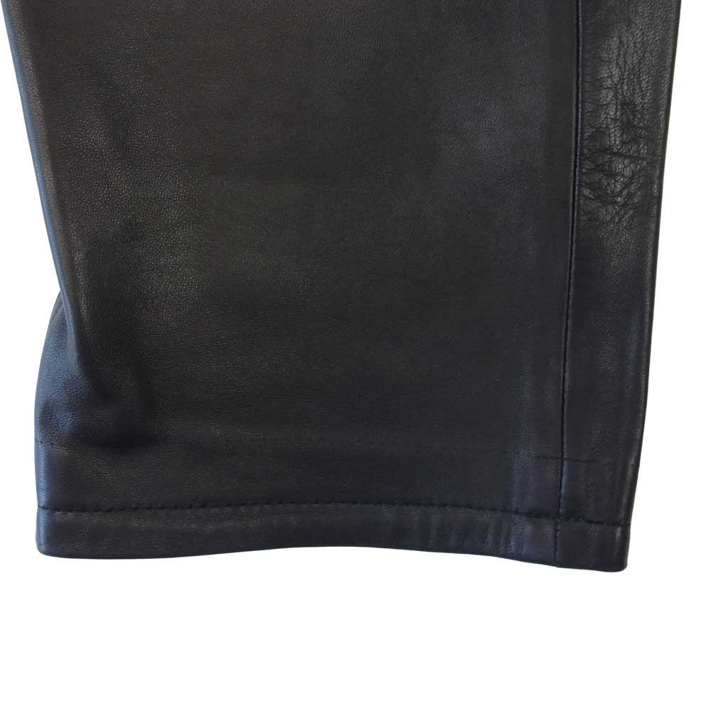 agnes b. アニエスベー homme オム フランス製 国内正規 ボタンフライ ラムレザー パンツ ブラック系 40【中古】