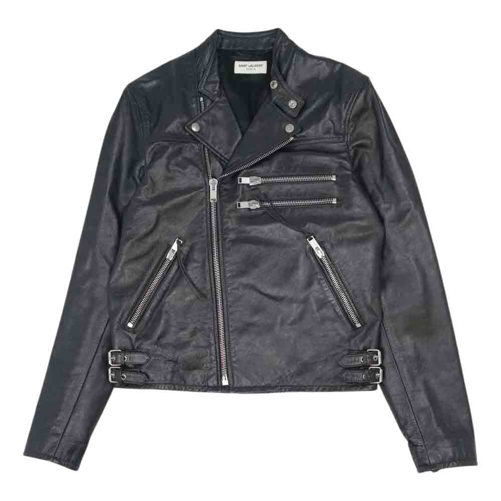 SAINT LAURENT サンローラン エディ期 16SS 430722 YC1AB MADE IN ITALY L01 カーフ レザー ダブルライダース ブラック系 46【美品】【中古】
