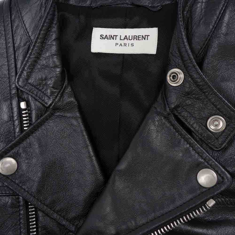 SAINT LAURENT サンローラン エディ期 16SS 430722 YC1AB MADE IN ITALY L01 カーフ レザー ダブルライダース ブラック系 46【美品】【中古】