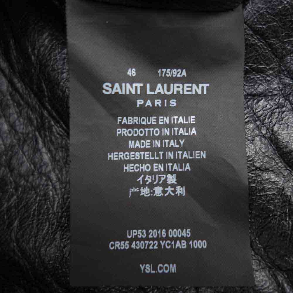 SAINT LAURENT サンローラン エディ期 16SS 430722 YC1AB MADE IN ITALY L01 カーフ レザー ダブルライダース ブラック系 46【美品】【中古】