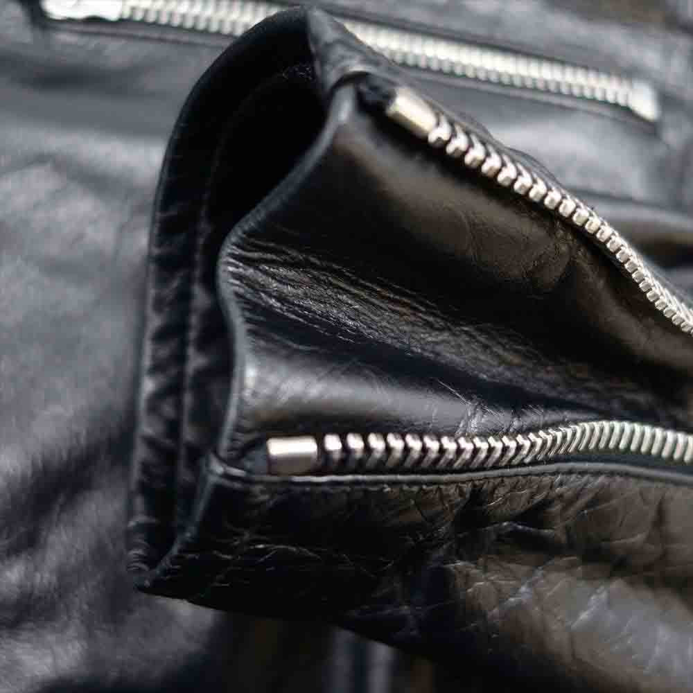 SAINT LAURENT サンローラン エディ期 16SS 430722 YC1AB MADE IN ITALY L01 カーフ レザー ダブルライダース ブラック系 46【美品】【中古】