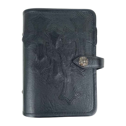CHROME HEARTS クロムハーツ（原本無） AGENDA FRNT4CEMECROSS アジェンダ セメタリークロスパッチ レザー 手帳カバー ブラック系【中古】