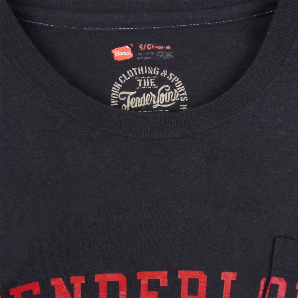 TENDERLOIN テンダーロイン Hanes ヘインズ ブランドロゴ ポケット付き 半袖 Tシャツ ブラック系 S【中古】