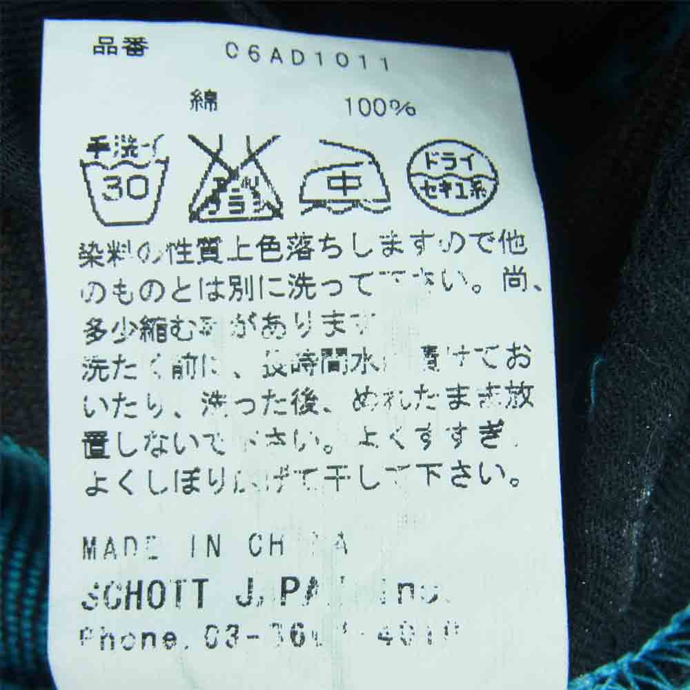 DELUXE デラックス C6AD1011 SCHOTT ショット ヘビーネル 長袖 チェック シャツ ライトブルー系 M【中古】