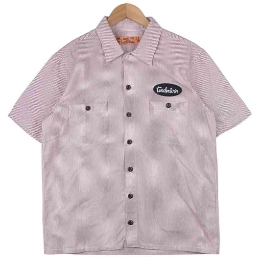 TENDERLOIN テンダーロイン T-STRIPE WORK SHT S/S ストライプ 半袖 ワーク シャツ コットン 日本製 レッド系 ホワイト系【中古】