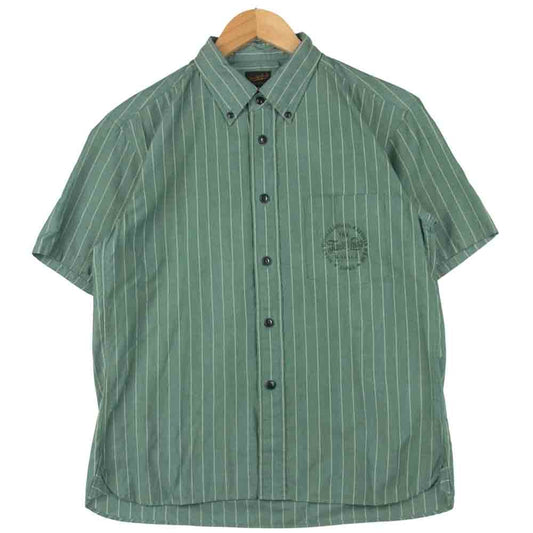 TENDERLOIN テンダーロイン T-STRIPE WORK SHT S/S ストライプ ワーク 半袖 シャツ 日本製 グリーン系 S【中古】