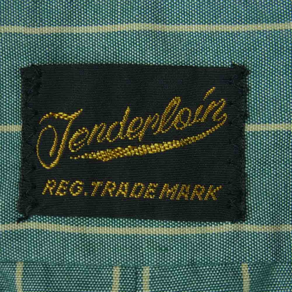 TENDERLOIN テンダーロイン T-STRIPE WORK SHT S/S ストライプ ワーク 半袖 シャツ 日本製 グリーン系 S【中古】