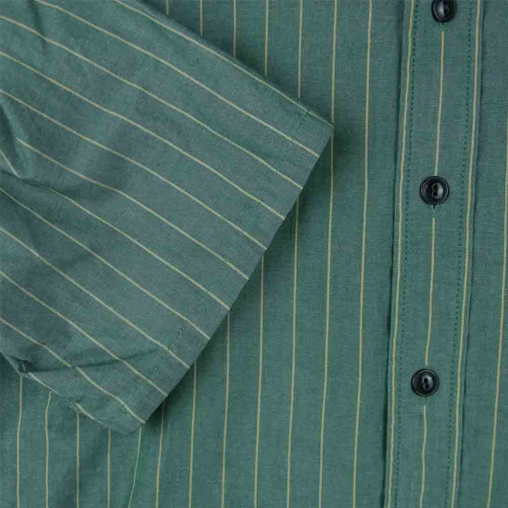 TENDERLOIN テンダーロイン T-STRIPE WORK SHT S/S ストライプ ワーク 半袖 シャツ 日本製 グリーン系 S【中古】