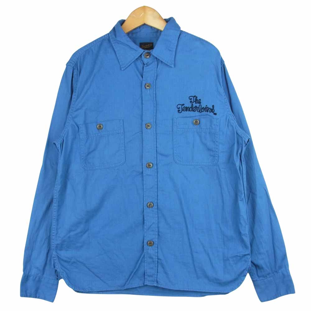 TENDERLOIN テンダーロイン T-HERRINGBONE WORK SHT ヘリンボーン 長袖 ワーク シャツ ブルー系 S【中古】