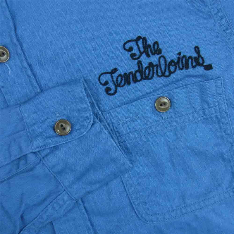 TENDERLOIN テンダーロイン T-HERRINGBONE WORK SHT ヘリンボーン 長袖 ワーク シャツ ブルー系 S【中古】