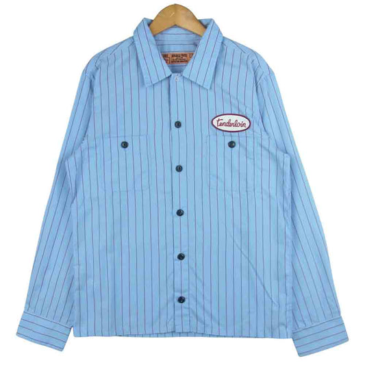 TENDERLOIN テンダーロイン T-STRIPE WORK SHT L/S ストライプ 長袖 ワーク シャツ ライトブルー系 XS【中古】