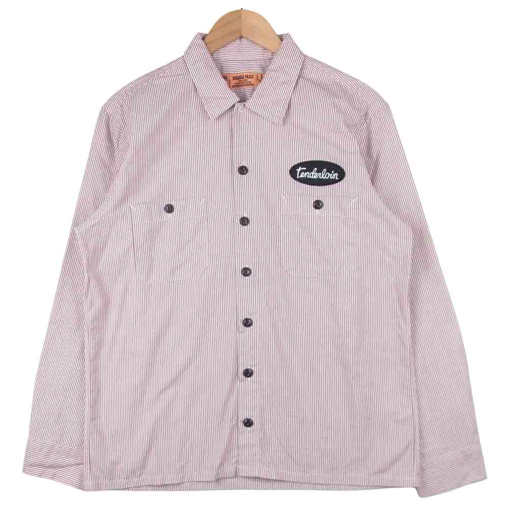TENDERLOIN テンダーロイン T-STRIPE WORK SHT L/S ストライプ 長袖 ワーク シャツ レッド系 ホワイト系 S【中古】
