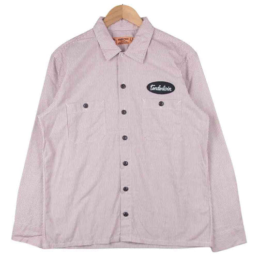 TENDERLOIN テンダーロイン T-STRIPE WORK SHT L/S ストライプ 長袖 ワーク シャツ レッド系 ホワイト系 S【中古】