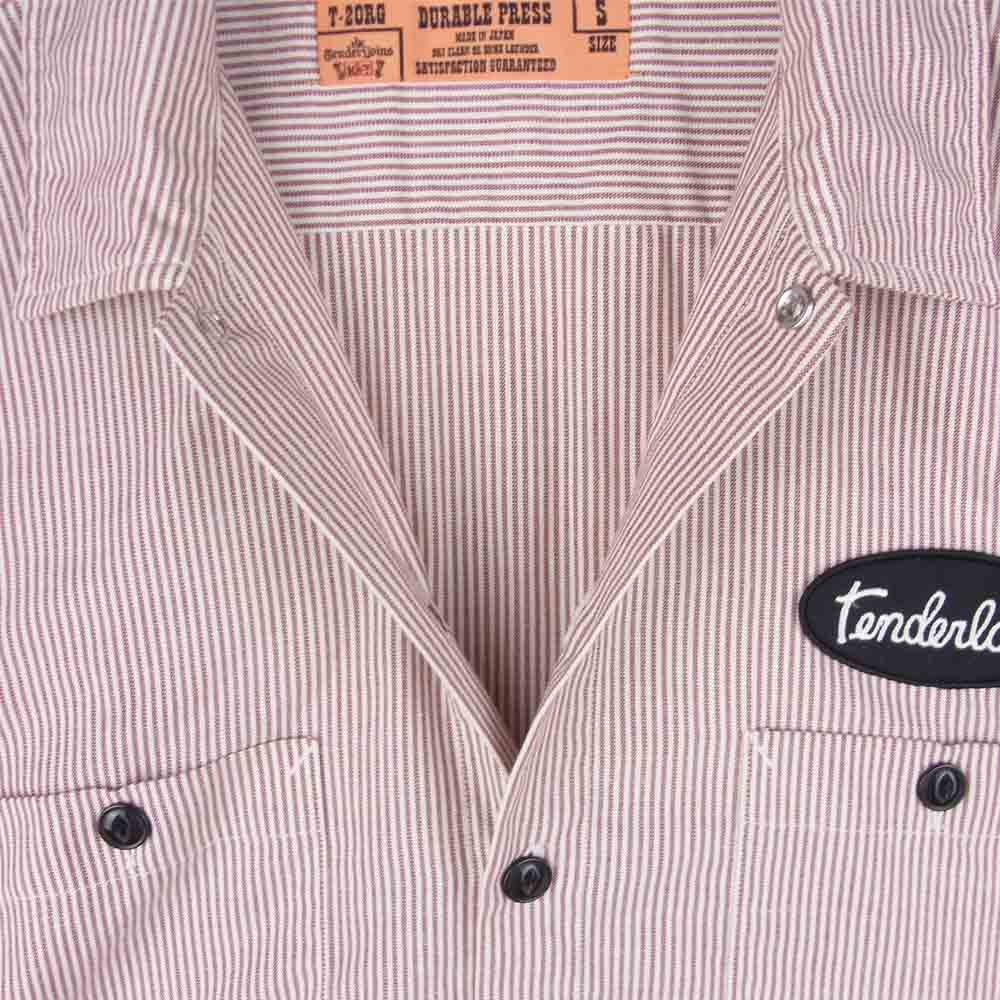 TENDERLOIN テンダーロイン T-STRIPE WORK SHT L/S ストライプ 長袖 ワーク シャツ レッド系 ホワイト系 S【中古】