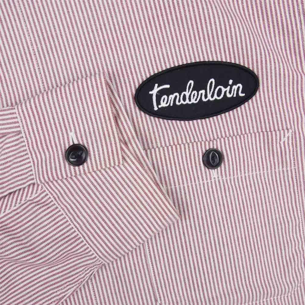 TENDERLOIN テンダーロイン T-STRIPE WORK SHT L/S ストライプ 長袖 ワーク シャツ レッド系 ホワイト系 S【中古】