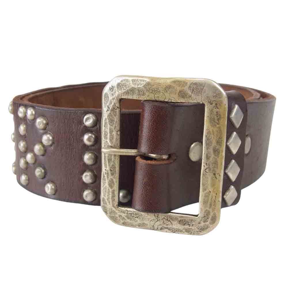 TENDERLOIN テンダーロイン × HTC T-STUDS BELT スタッズ ブラウン系 M【中古】