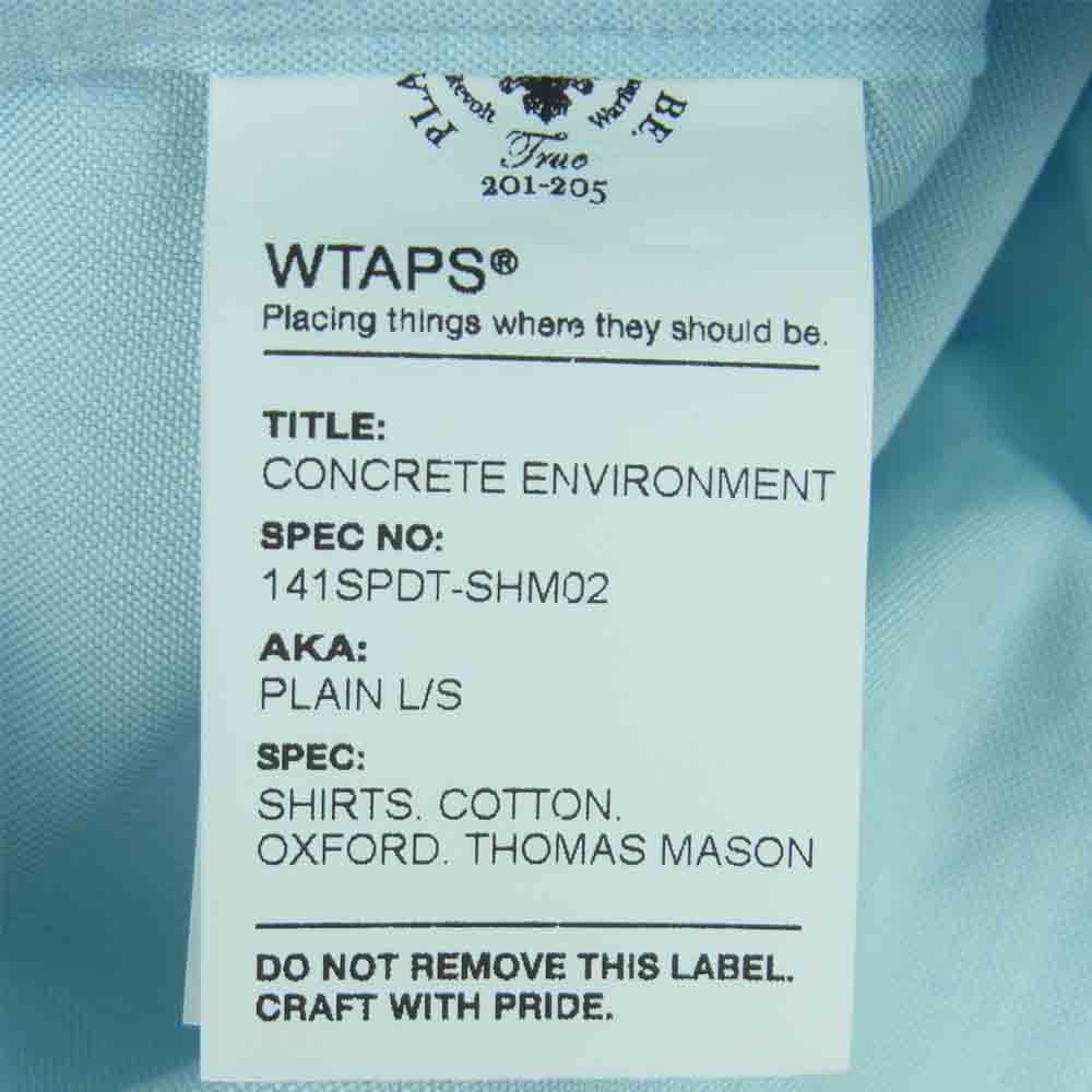 WTAPS ダブルタップス 14ss 141spdt-shm02 PLAIN L/S SHIRTS COTTON OXFOD THOMAS MASON 長袖 シャツ ライトブルー系 S【中古】