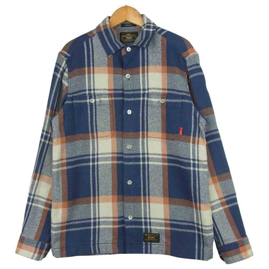 WTAPS ダブルタップス 122gwdt-shm04 UNION L/S SHRTS COTTON TEXTILE 長袖 シャツ ネイビー系 オレンジ系 S【中古】