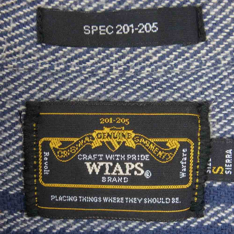 WTAPS ダブルタップス 122gwdt-shm04 UNION L/S SHRTS COTTON TEXTILE 長袖 シャツ ネイビー系 オレンジ系 S【中古】