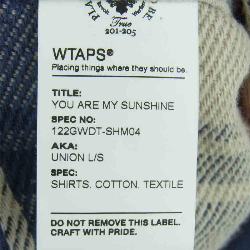 WTAPS ダブルタップス 122gwdt-shm04 UNION L/S SHRTS COTTON TEXTILE 長袖 シャツ ネイビー系 オレンジ系 S【中古】