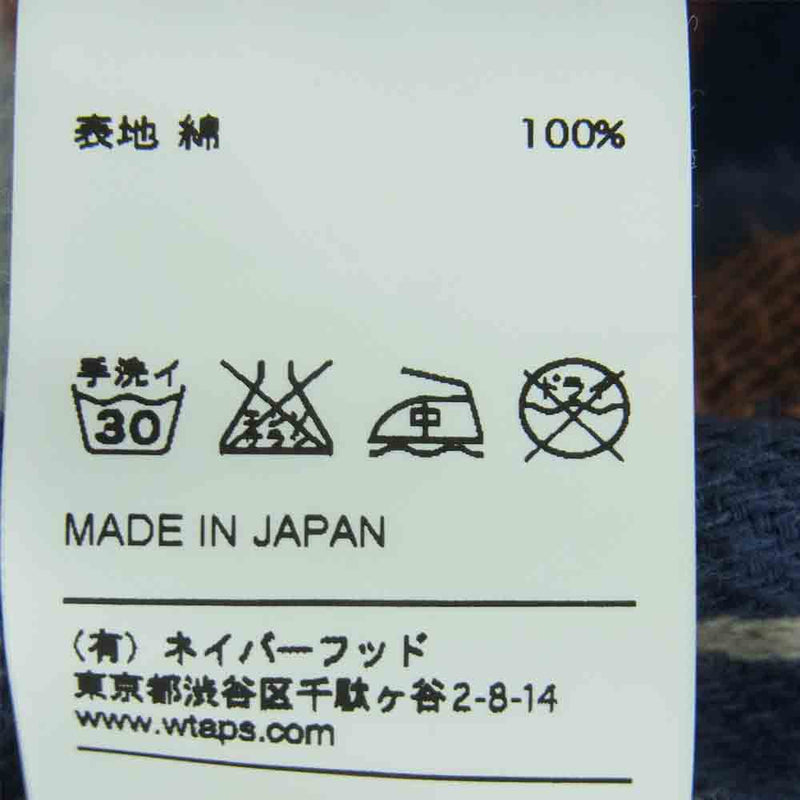 WTAPS ダブルタップス 122gwdt-shm04 UNION L/S SHRTS COTTON TEXTILE 長袖 シャツ ネイビー系 オレンジ系 S【中古】