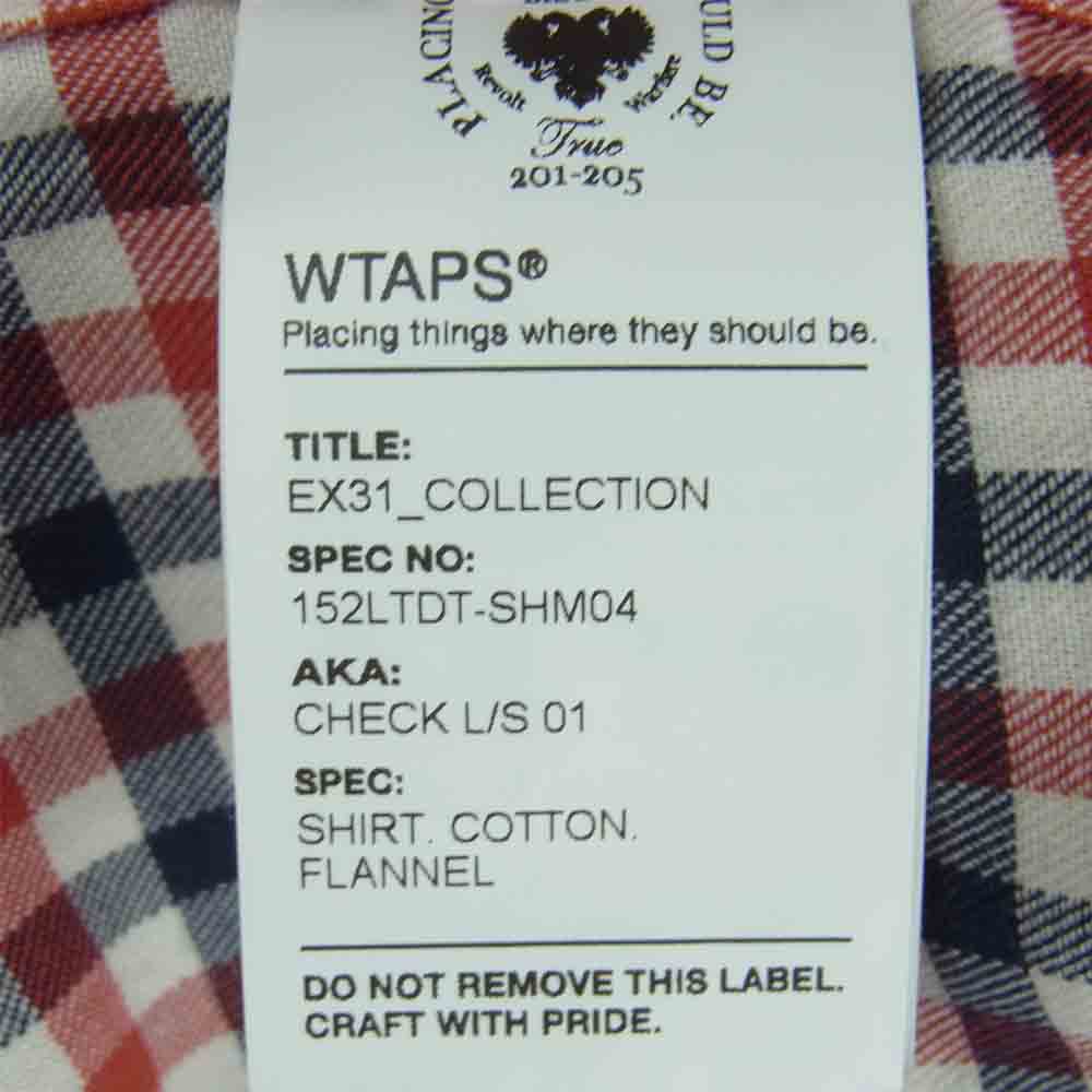 WTAPS ダブルタップス 15aw 152ltdt-shm04 CHECK L/S 01 SHIRT 長袖 シャツ レッド系 S【中古】