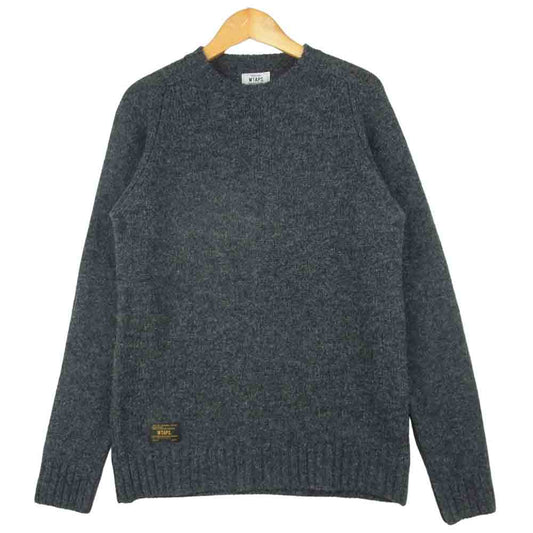 WTAPS ダブルタップス 14aw 142madt-knmoi DECK CREW-C SWEATER ウール セーター ニット グレー系 S【中古】