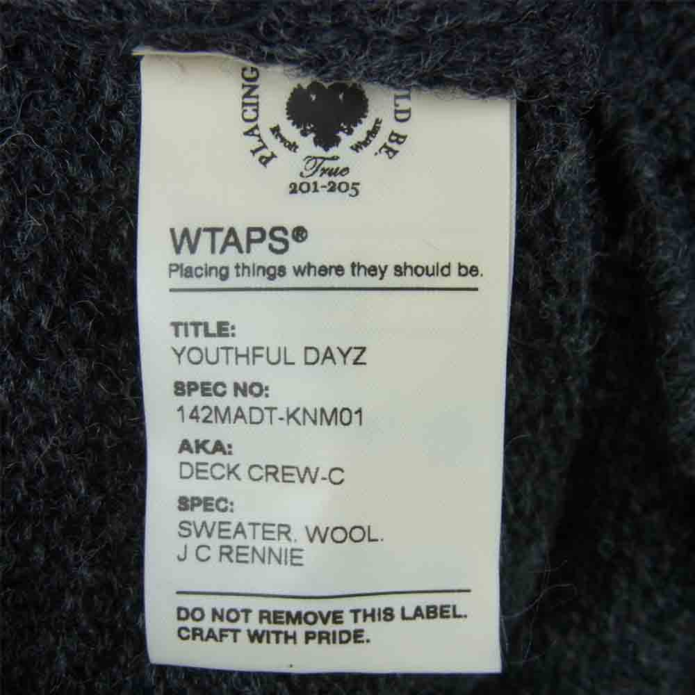 WTAPS ダブルタップス 14aw 142madt-knmoi DECK CREW-C SWEATER ウール セーター ニット グレー系 S【中古】