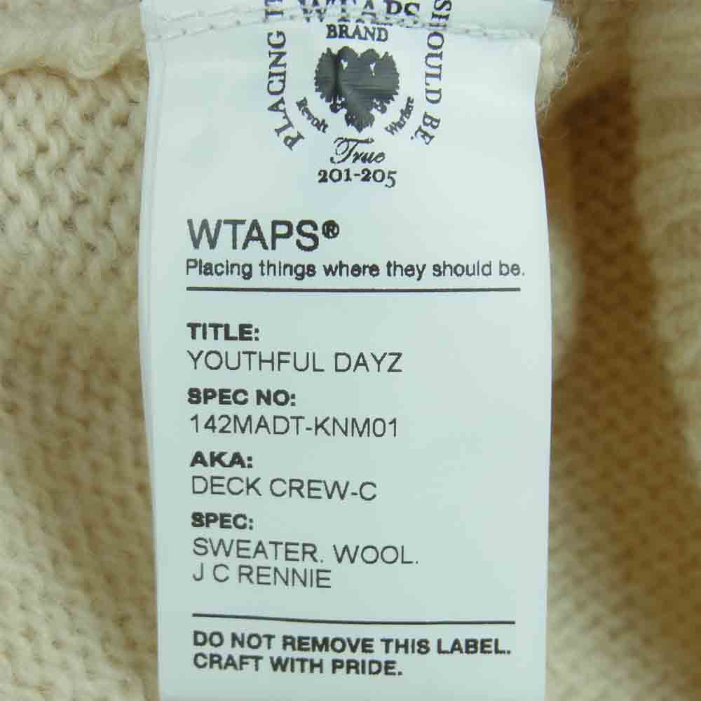 WTAPS ダブルタップス 14aw 142madt-knm01 DECK CREW-C SWEATER ウール ニット セーター クリーム系 S【中古】
